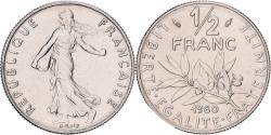 World Coins - France, 1/2 Franc, Semeuse, 1980, Paris, série FDC, Nickel,
