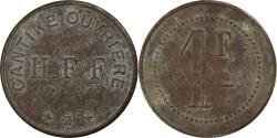 World Coins - France, H.F.F, 1 Franc, Cantine Ouvrière, , Copper
