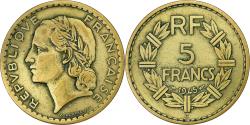 World Coins - France, 5 Francs, Lavrillier, 1945, Castelsarrasin, Cupro-Aluminium,