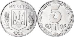 World Coins - Coin, Ukraine, 5 Kopiyok, 1992, Kyiv, , Stainless Steel, KM:7