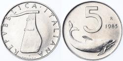 World Coins - Coin, Italy, 5 Lire, 1985, Rome, BU, , Aluminum, KM:92