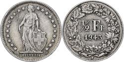 World Coins - Coin, Switzerland, 1/2 Franc, 1943, Bern, , Silver, KM:23