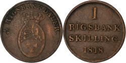 World Coins - Denmark, Frederik VI, Rigsbankskilling, 1818, Copenhagen, Copper,