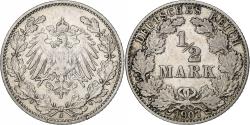 World Coins - GERMANY - EMPIRE, 1/2 Mark, 1907, Hambourg, Silver, , KM:17