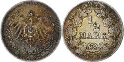 World Coins - GERMANY - EMPIRE, 1/2 Mark, 1916, Berlin, , Silver, KM:17