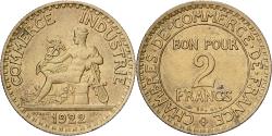 World Coins - France, 2 Francs, Chambre de commerce, 1922, Paris, Cupro-Aluminium,