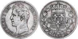 World Coins - France, 5 Francs, Charles X, 1827, Strasbourg, Silver, , Gadoury:644