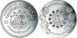 World Coins - Coin, Liberia, new Vatican coins - euro, 5 Dollars, 2003,