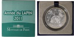 World Coins - France, 5 Euro, Monnaie de Paris, Année du lapin, BU, 2011, Paris, Silver