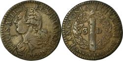 World Coins - Coin, France, 3 deniers françois, 3 Deniers, Liard, 1792, Lyon,