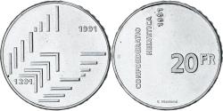 World Coins - Switzerland, Confédération, 20 Francs, 1991, Bern, , Silver, KM:70
