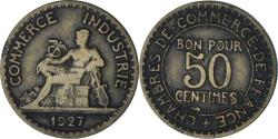 World Coins - France, Chambre de commerce, 50 Centimes, 1927, Paris,