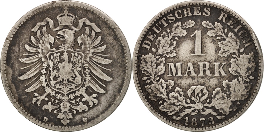 World Coins - GERMANY - EMPIRE, Wilhelm I, Mark, 1873, Munich, , Silver, KM:7