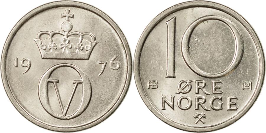 Coin, Norway, Olav V, 10 Öre, 1976, , Copper-nickel, KM:416