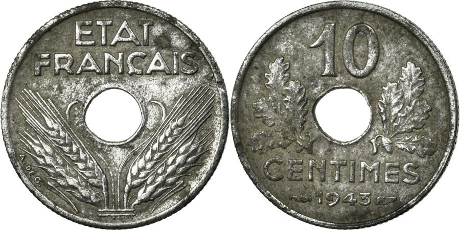 Coin, France, État français, 10 Centimes, 1943, , Zinc, KM:903