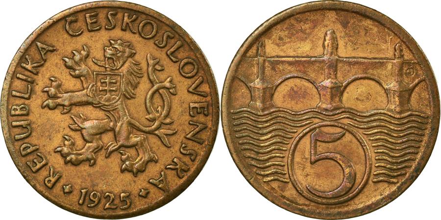 World Coins - Coin, Czechoslovakia, 5 Haleru, 1925, , Bronze, KM:6