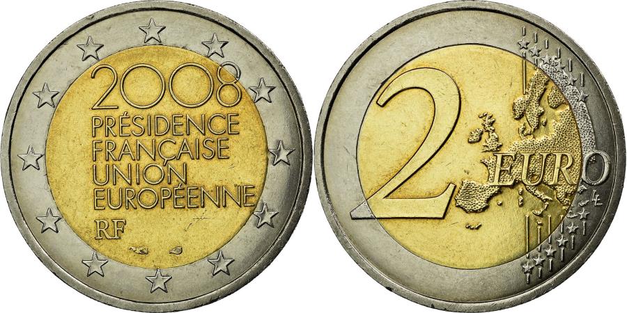 France, 2 Euro, Presidence Francaise Union Europeenne 2008, 2008,