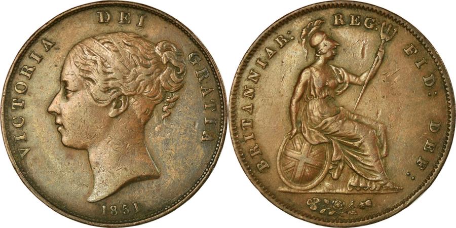 World Coins - Coin, Great Britain, Victoria, Penny, 1851, , Copper, KM:739