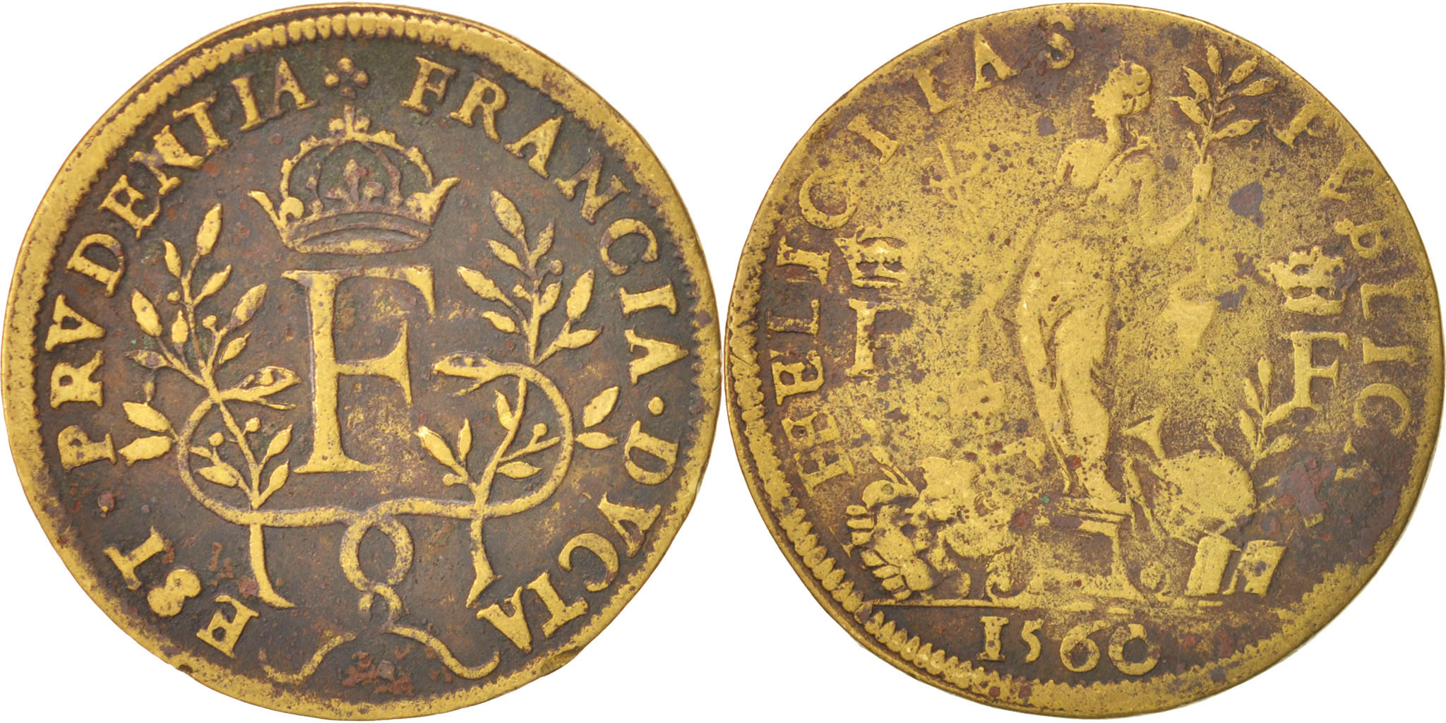 France, Token, Royal, Receveurs Généraux, Francis II, 1560, , Brass