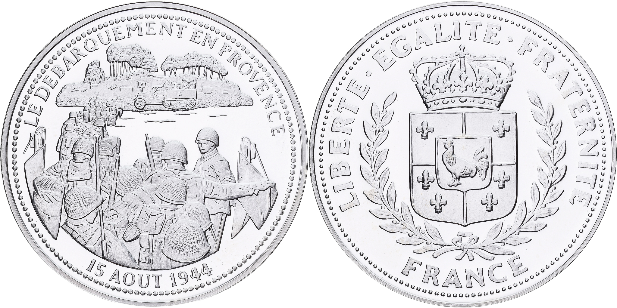 フランス共和国メダル France, Medal, Le Débarquement en Provence, Silver, | Tokens & Medals
