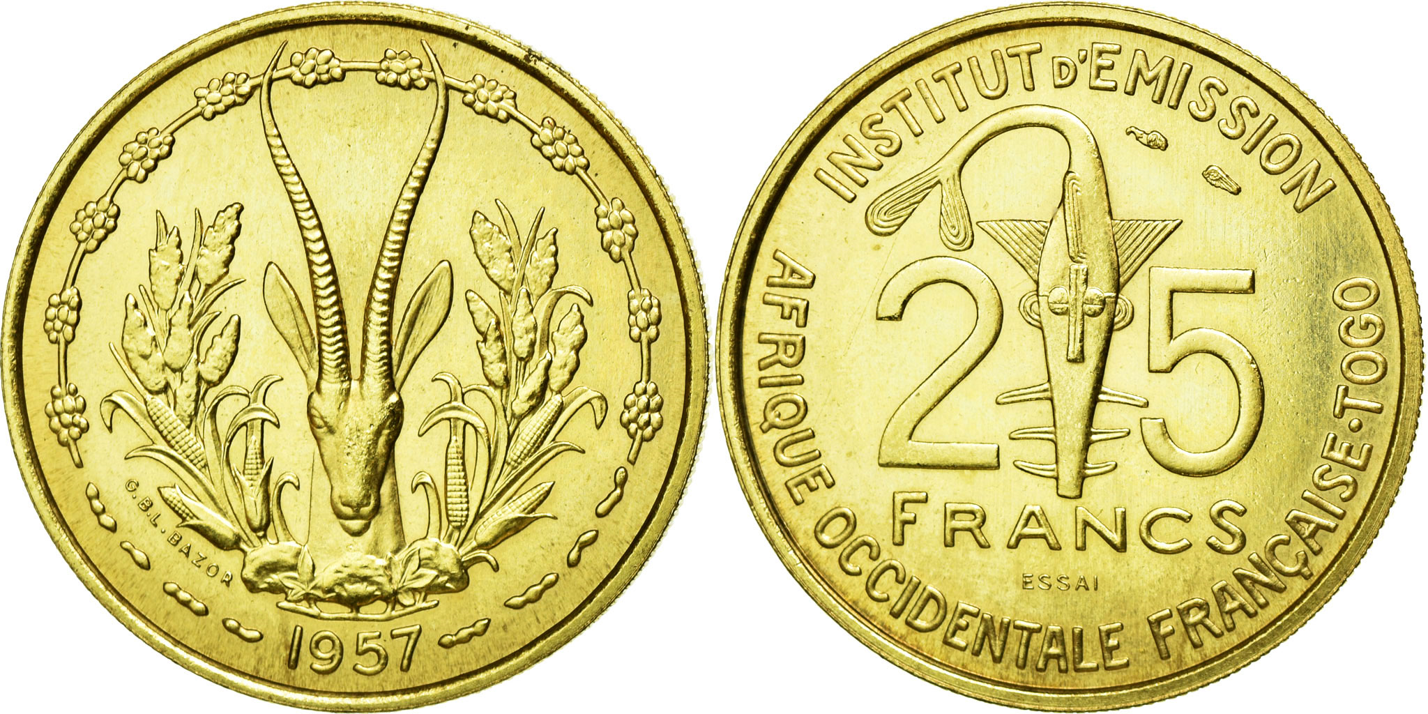 Coin, French West Africa, 25 Francs, 1957, , Aluminum-Bronze, KM:E7