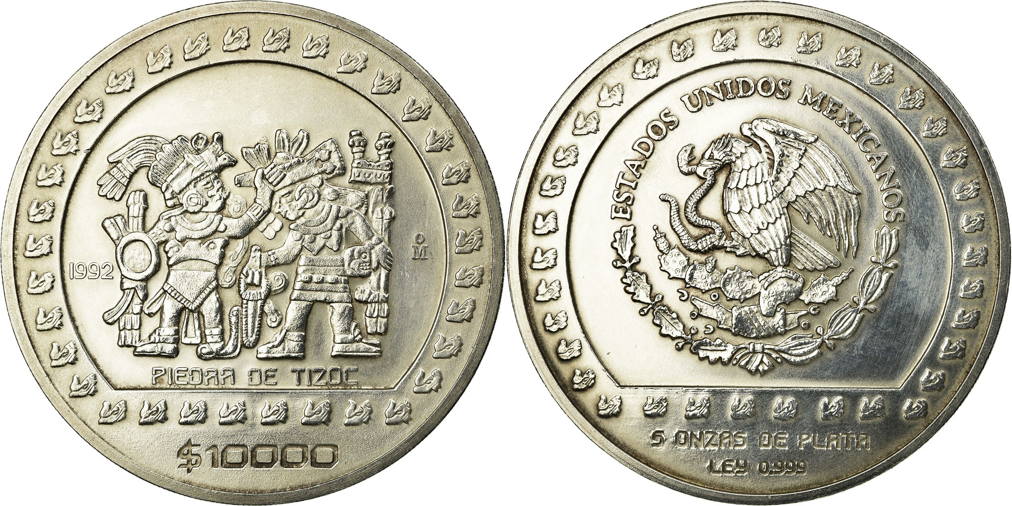 値下げ Mexico coin 2004 100 Peso 銀貨新品 1990 MEXICO 100000 PESO PATTERN PLUTARCO CALLES SILVER IN