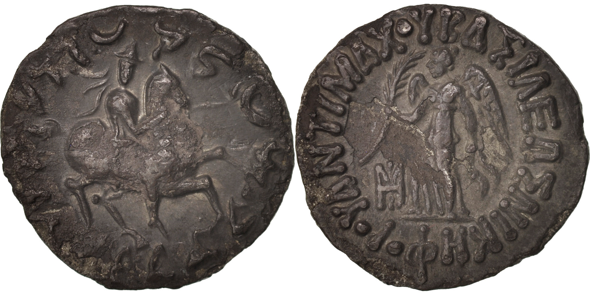 バクトリア王国　アンティマコス2世ニケフォロス　 Coin, Baktrian Kingdom, Antimachus II Nikephoros (171-160 BC