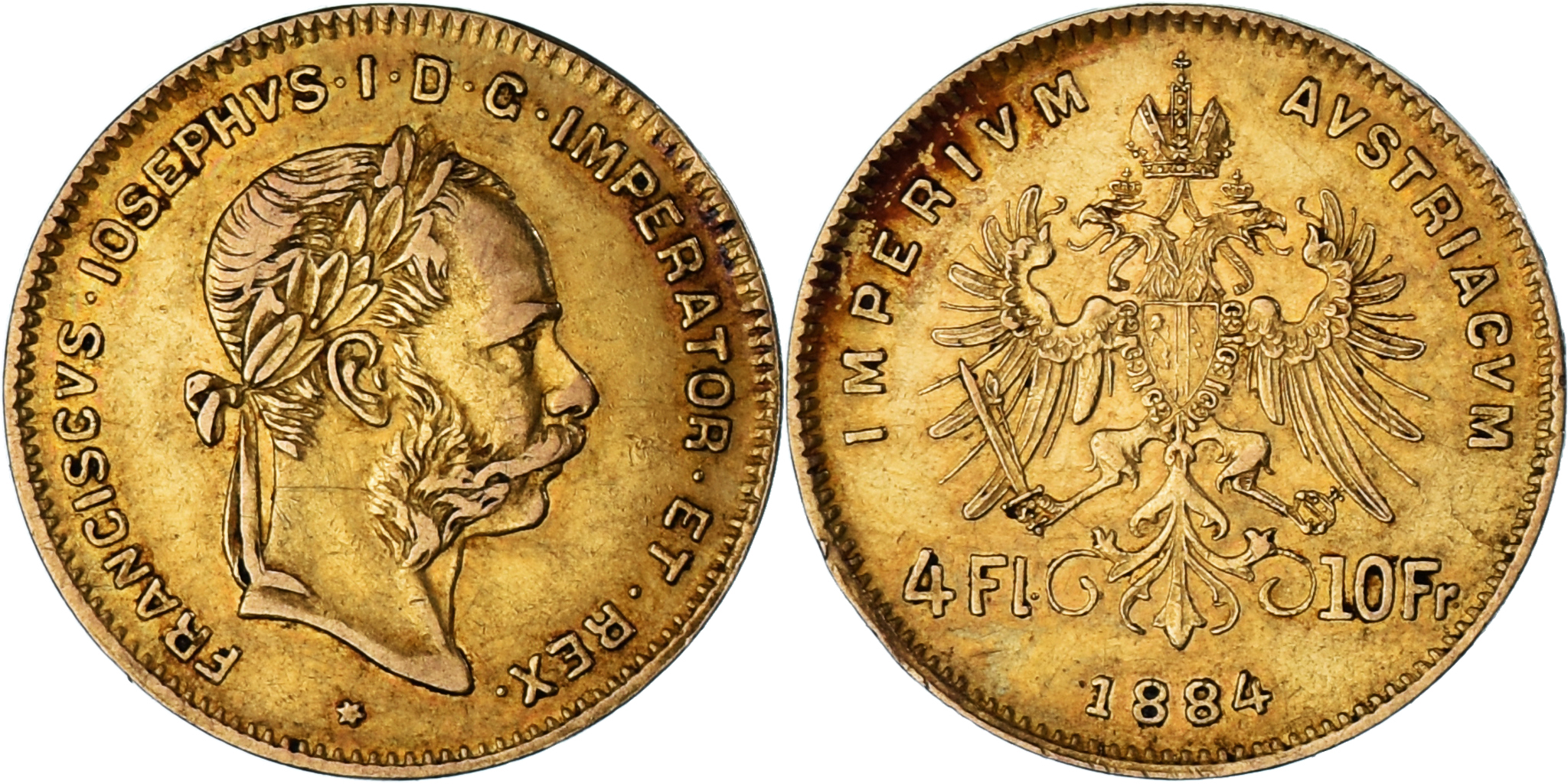Coin, Hungary, Franz Joseph I, 4 Forint 10 Francs, 1884, Kormoczbanya