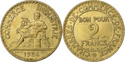 World Coins - France, 2 Francs, Chambre de commerce, 1924, Paris, Cupro-Aluminium,