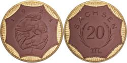 World Coins - Weimar Republic, Stadt Sachsen, 20 Mark, 1921, Gilded, , Porcelain