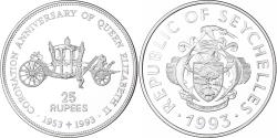 World Coins - Seychelles, 25 Rupees, Queen Mother, 1993, BE, Silver,