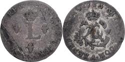 World Coins - France, Louis XV, Double Sol, 1755, Paris, Billon,