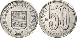 World Coins - Venezuela, 50 Centimos, 2007, Maracay, Nickel plated steel, , KM:92