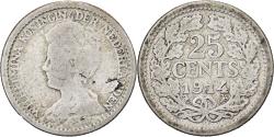 World Coins - Netherlands, Wilhelmina I, 25 Cents, 1914, Silver, , KM:146