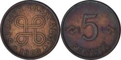 World Coins - Coin, Finland, 5 Pennia, 1963, , Copper, KM:45