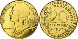 World Coins - France, 20 Centimes, Marianne, 1997, Paris, BU, Aluminum-Bronze,