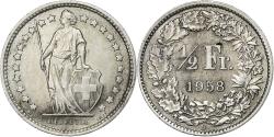 World Coins - Switzerland, 1/2 Franc, 1958, Bern, Silver, , KM:23