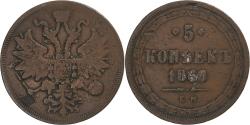 World Coins - Russia, Alexander II, 5 Kopeks, 1860, Ekaterinbourg, , Copper, KM:6a
