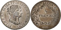 World Coins - Republic of Lucca, Felix and Elisa, 5 Franchi, 1807, Florence, Silver,