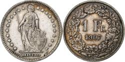 World Coins - Switzerland, Franc, Helvetia, 1907, Bern, Silver, , KM:29a