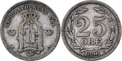 World Coins - Sweden, Oscar II, 25 Öre, 1896, Silver, , KM:739
