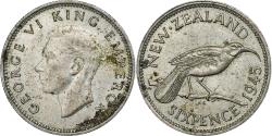 World Coins - New Zealand, George VI, 6 Pence, 1945, London, Silver, , KM:8