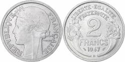 World Coins - France, 2 Francs, Morlon, 1947, Beaumont-Le-Roger, Aluminum,