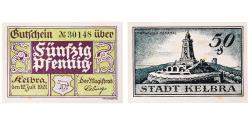 World Coins - Banknote, Germany, Kelbra, 50 Pfennig, Monument, 1921 UNC(63) Mehl:686.1