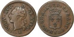 World Coins - France, Louis XVI, Liard, 1791, Nantes, Copper, , Gadoury:348