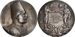 World Coins - Egypt, Medal, Fuad I, Official Visit to Czechoslovakia, 1929, Silver, Vernier