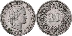 World Coins - Switzerland, 20 Rappen, Libertas, 1897, Bern, Magnetic, Nickel,