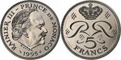 World Coins - Monaco, Rainier III, 5 Francs, 1995, Pessac, Copper-nickel,