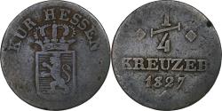 World Coins - Electorate of Hesse, William II, 1/4 Kreuzer, 1827, Copper,