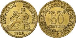 World Coins - France, 50 Centimes, Chambre de commerce, 1928, Paris, Aluminum-Bronze